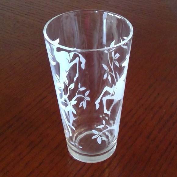 Federal Glass White Gazelle Deer Drinking Glass - Picture 2 of 4